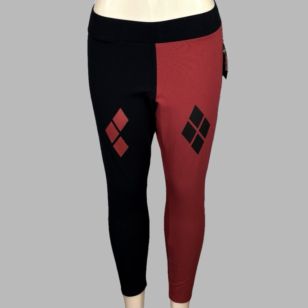 DC Comics The Suicide Squad XL Harley Quinn Red Black Diamond Graphic Leggings